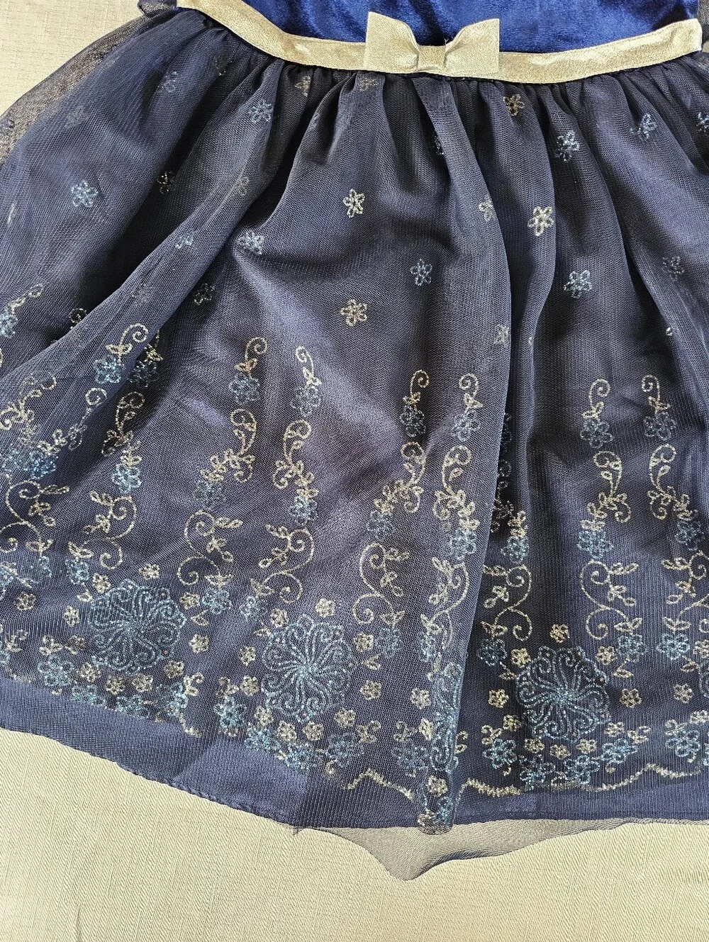 Jona Michelle Sapphire Blue Party Dress Girls Size 8 Ruffles Glitter & Flare EUC